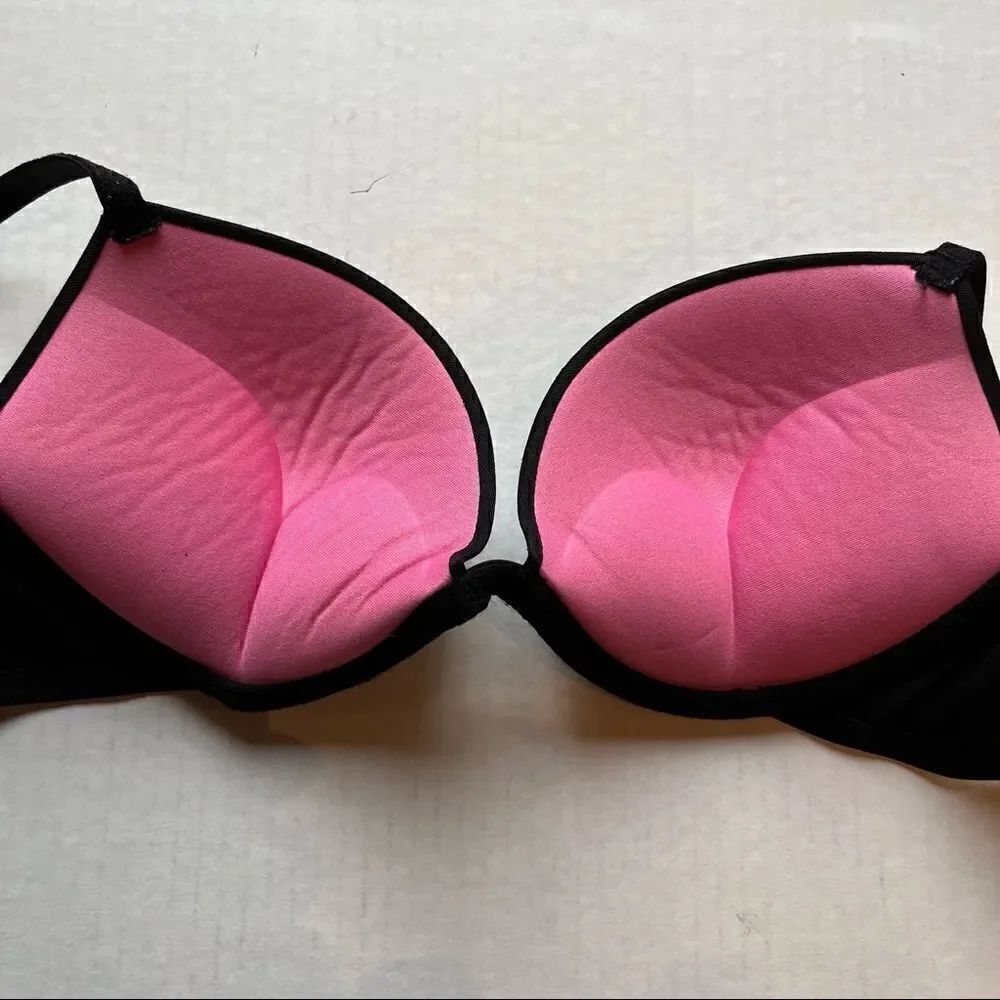 PINK Bra wear everywhere super push up black 32B underwire padded - Picture 2 of 6
